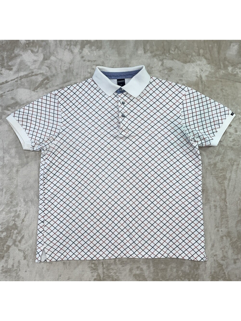 Vintage Coach Menswear Geometric Grid Polo Shirt  Size XL